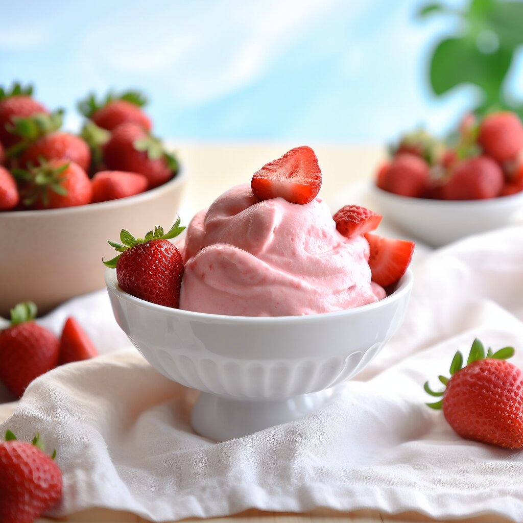 Frozen yogurt in a white bowl