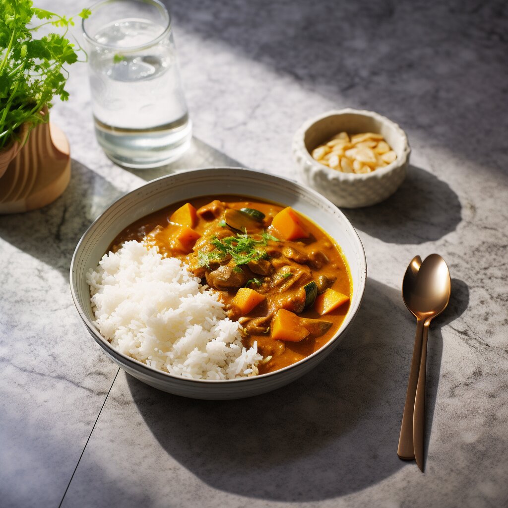 Japanese stew in a bowl with rice