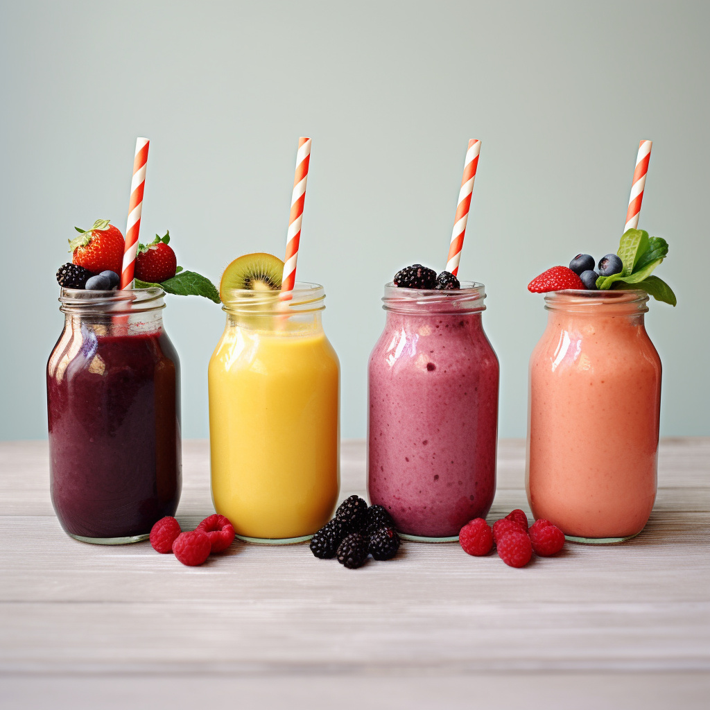 Four different smoothies with berrys